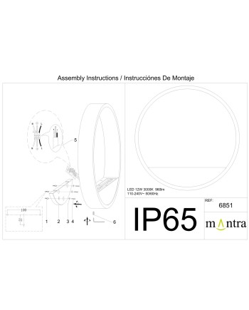 ***OFER/DES*** CYCLE * APLIQUE EXTERIOR LED IP65 - 12W - 3000K